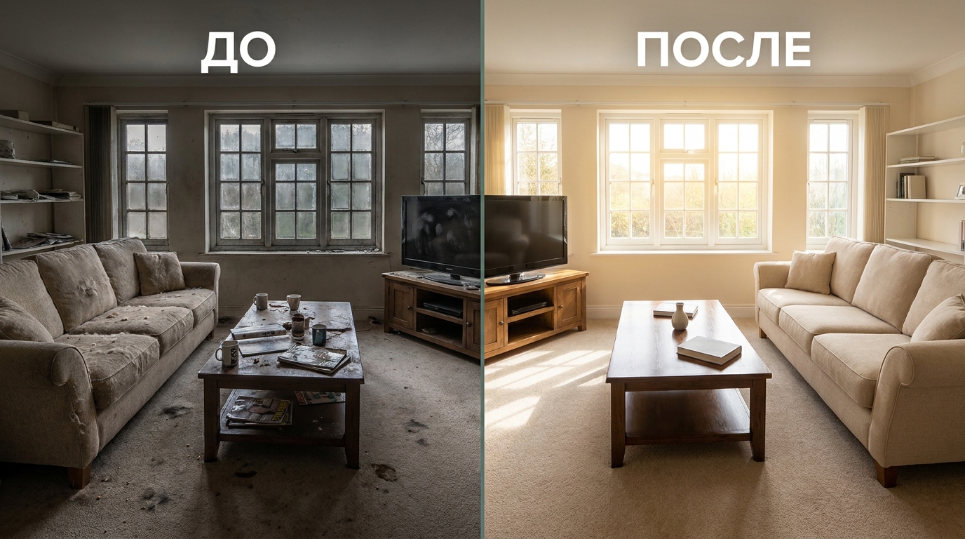 Уборка: Квартира, до и после