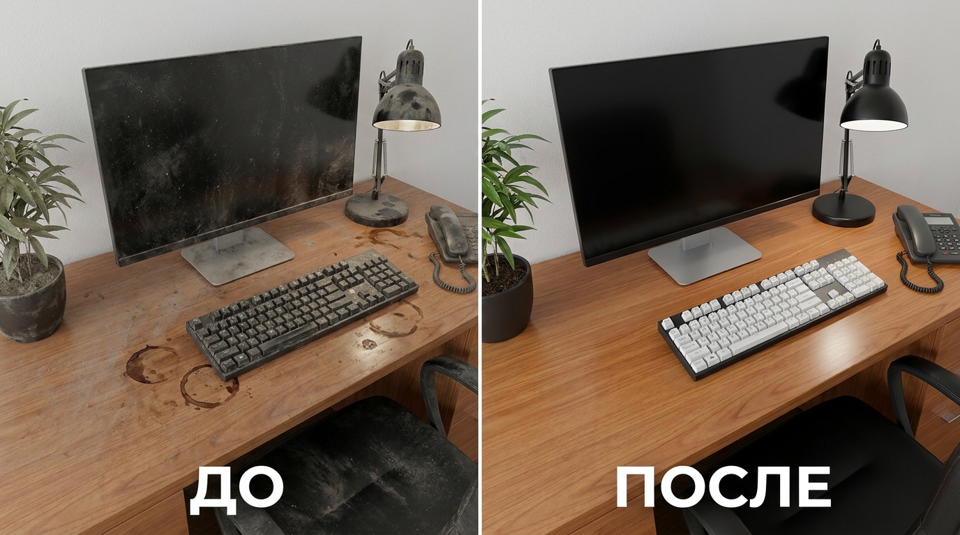 Уборка: Офис, до и после